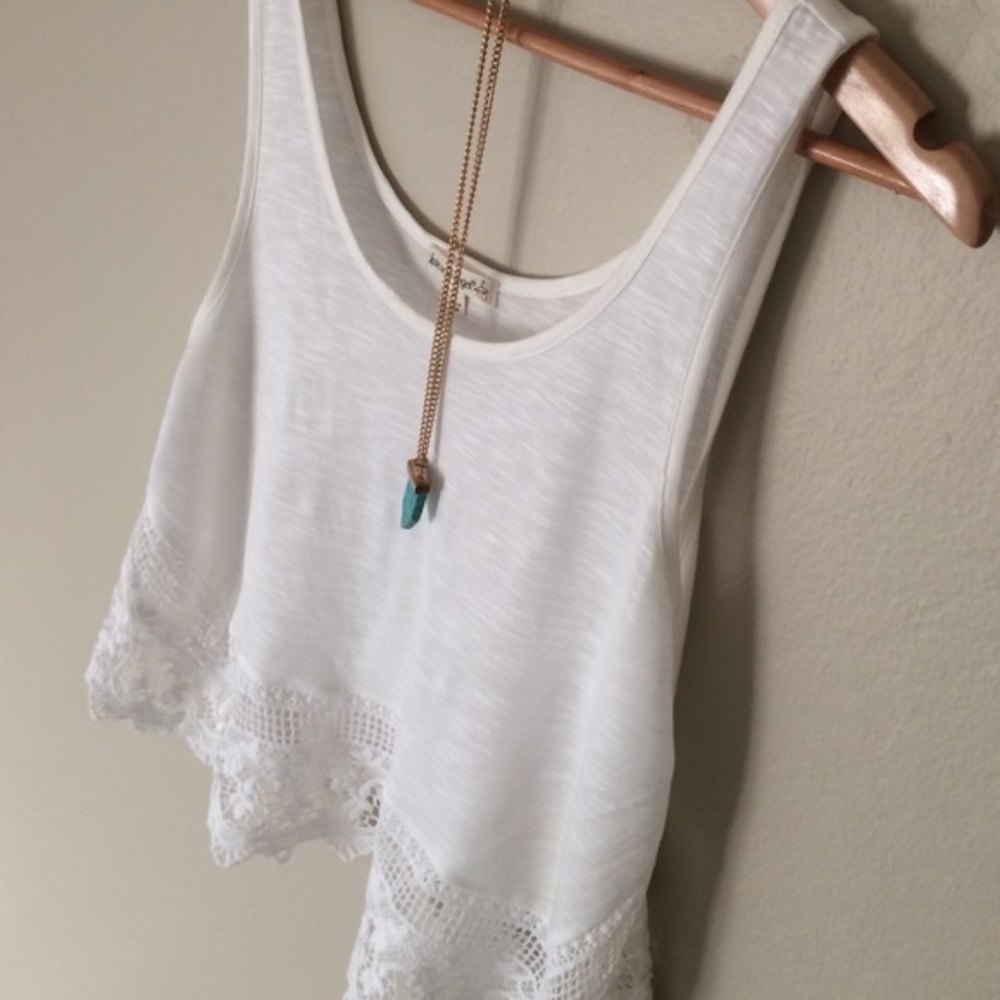 Boho White Tank Top - Love on a Hanger - S NWT